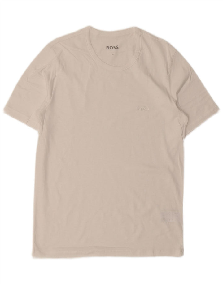 HUGO BOSS Herre T-Shirt Top Medium Hvid Bomuld