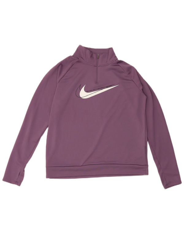 Nike Dame Dri Fit Grafisk Pullover Træningsdragt Top UK 14 Medium Lilla