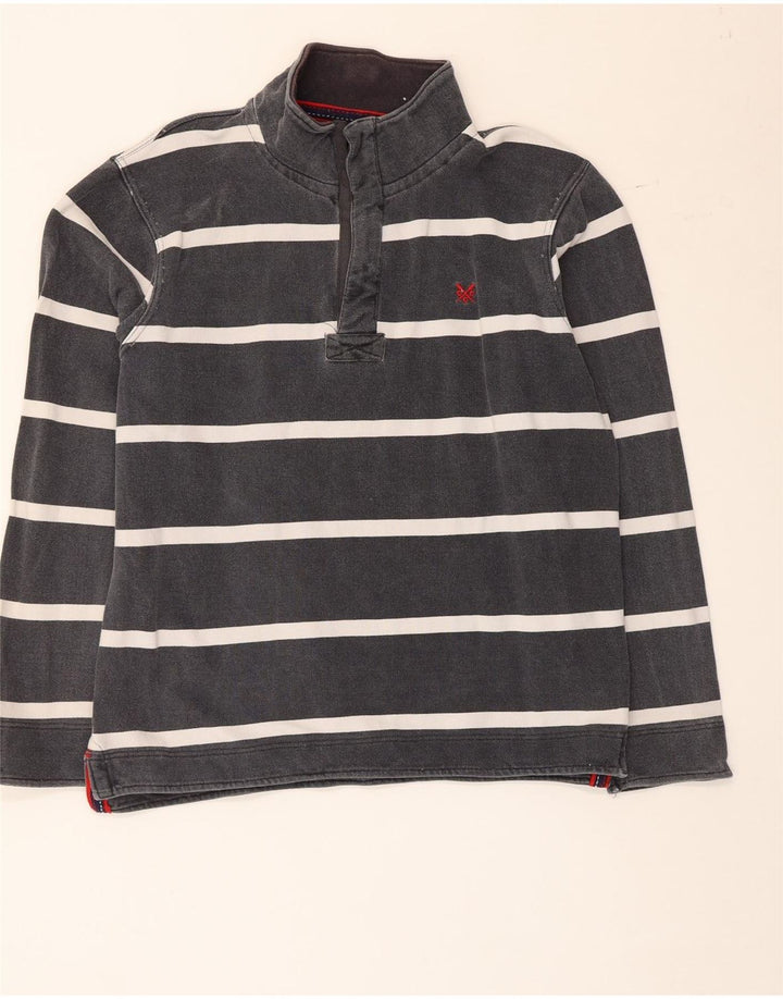 Besætningstøj Herre Button Neck Sweatshirt Jumper lille grå stribet bomuld