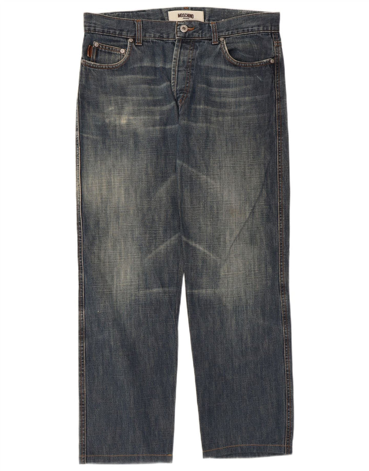 MOSCHINO Straight Jeans til mænd W34 L27 Blå Bomuld