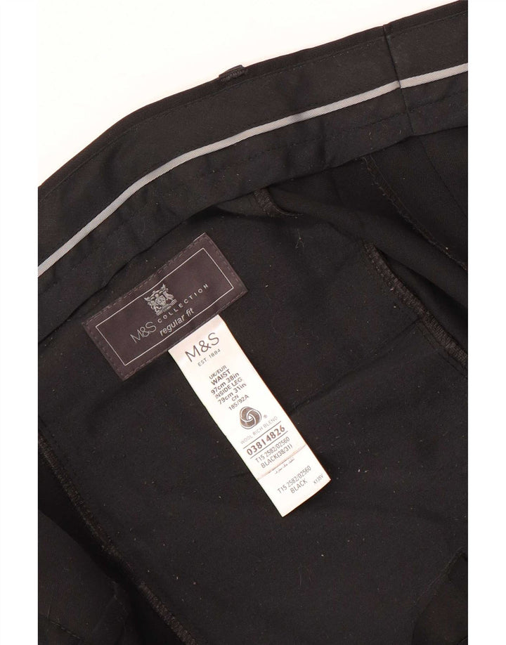 Marks & Spencer Herre Regular Fit Suit Bukser W38 L31 Sort Uld