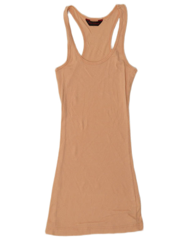 Miss Selfridge Dame Ærmeløs T-Shirt Kjole UK 8 Small Beige Bomuld