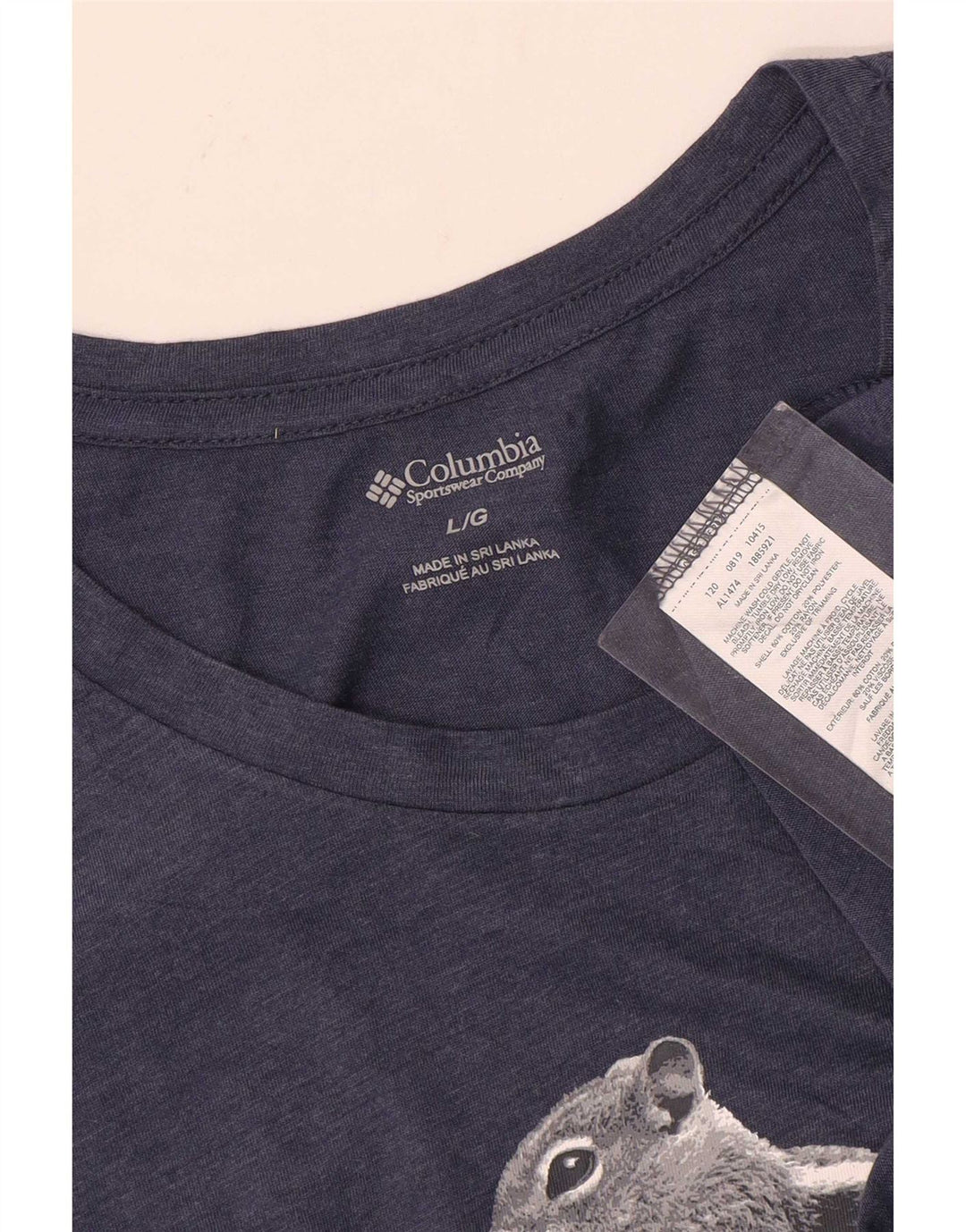 Columbia Womens Grafisk T-Shirt Top UK 16 Large Navy Blue Polyester
