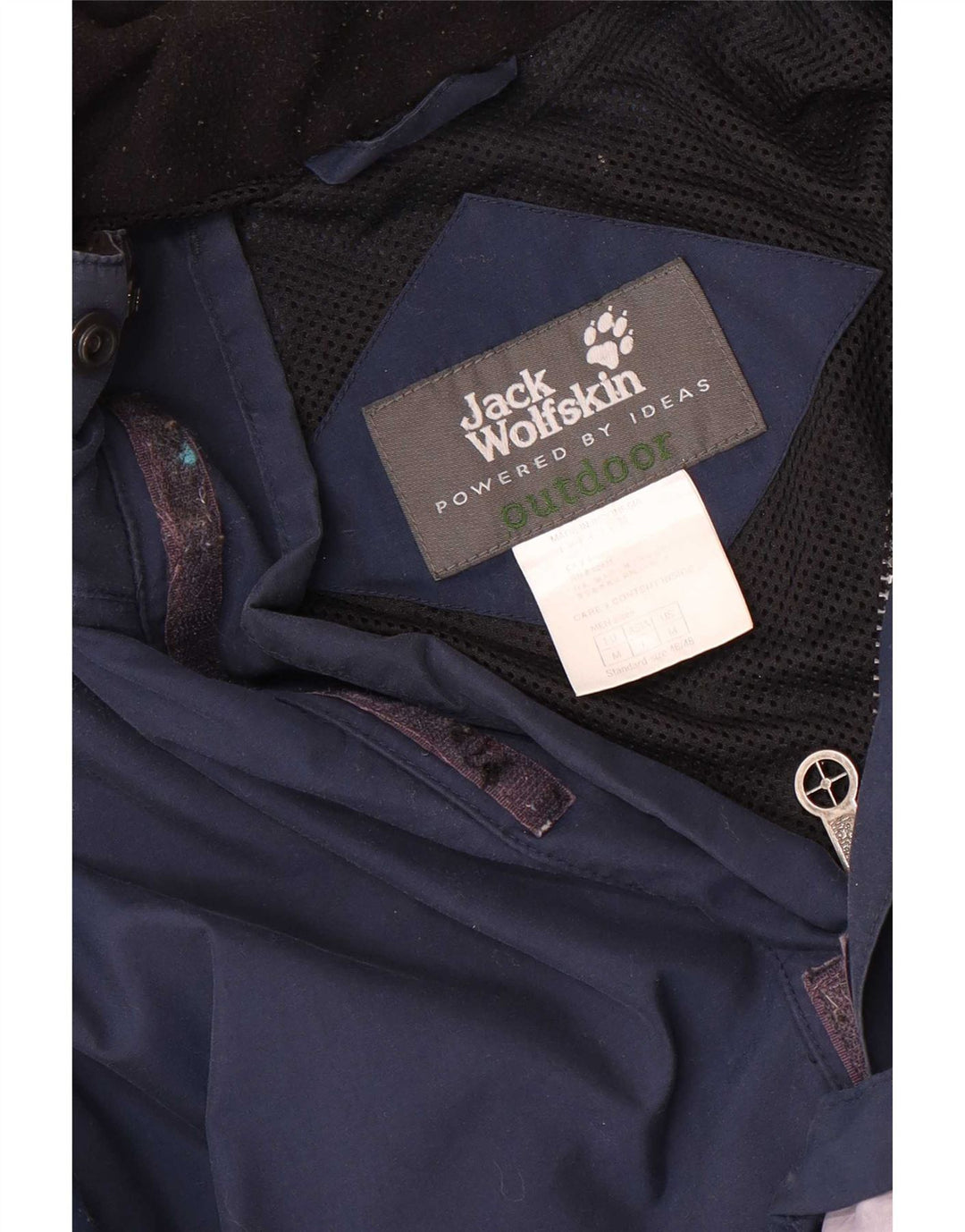 Jack Wolfskin Regnjakke med hætte til mænd UK 38 Medium Navy Blue Colourblock