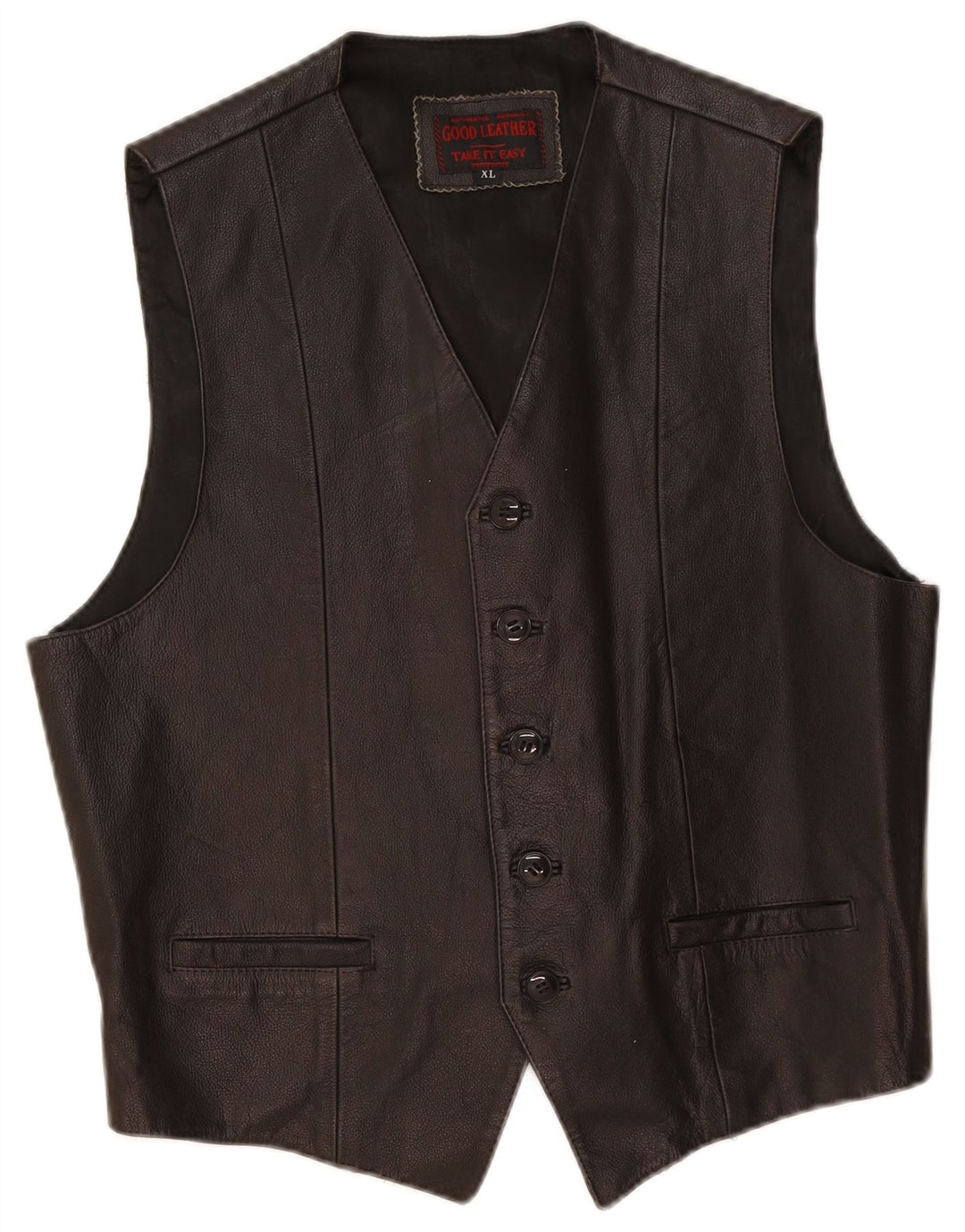 Vintage herre læder vest XL sort læder