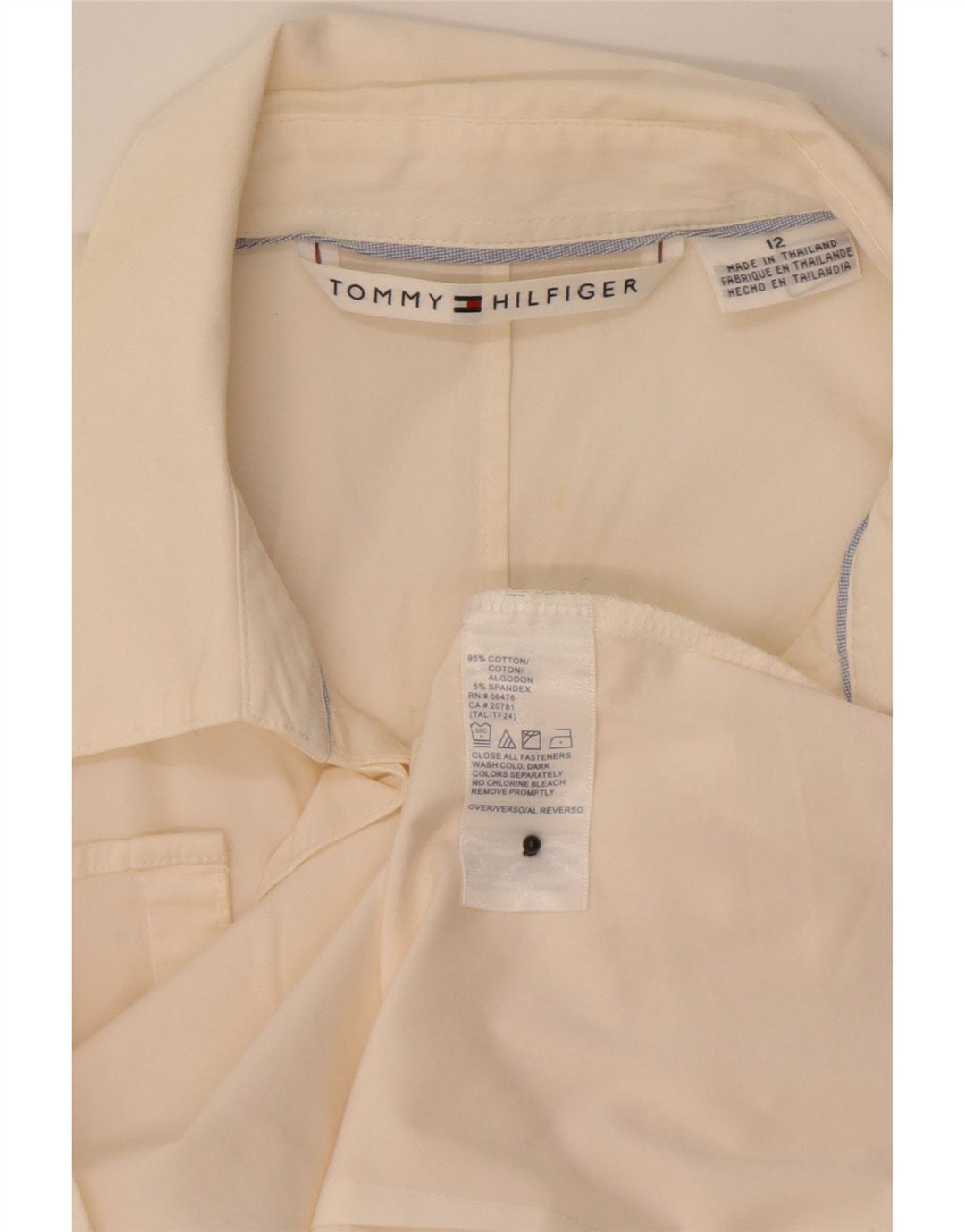 Tommy Hilfiger Dame Flæse Front Shirt US 12 Stor hvid bomuld