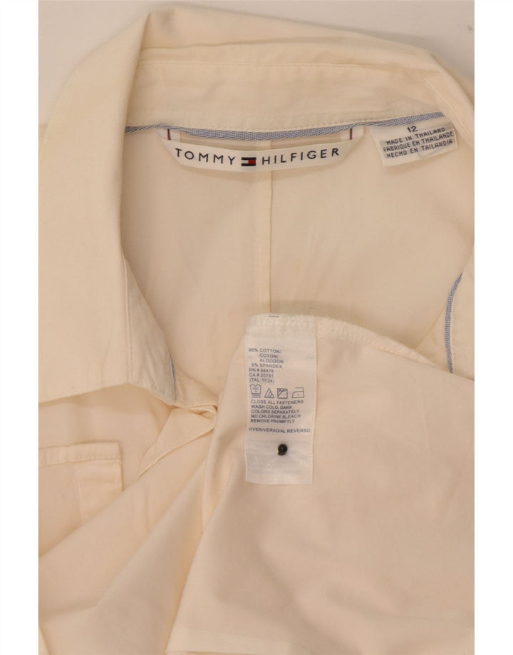 Tommy Hilfiger Dame Flæse Front Shirt US 12 Stor hvid bomuld
