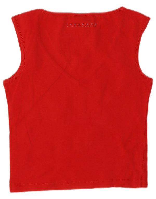 Lee Womens Crop Vest Top UK 14 Large Red Cotton
