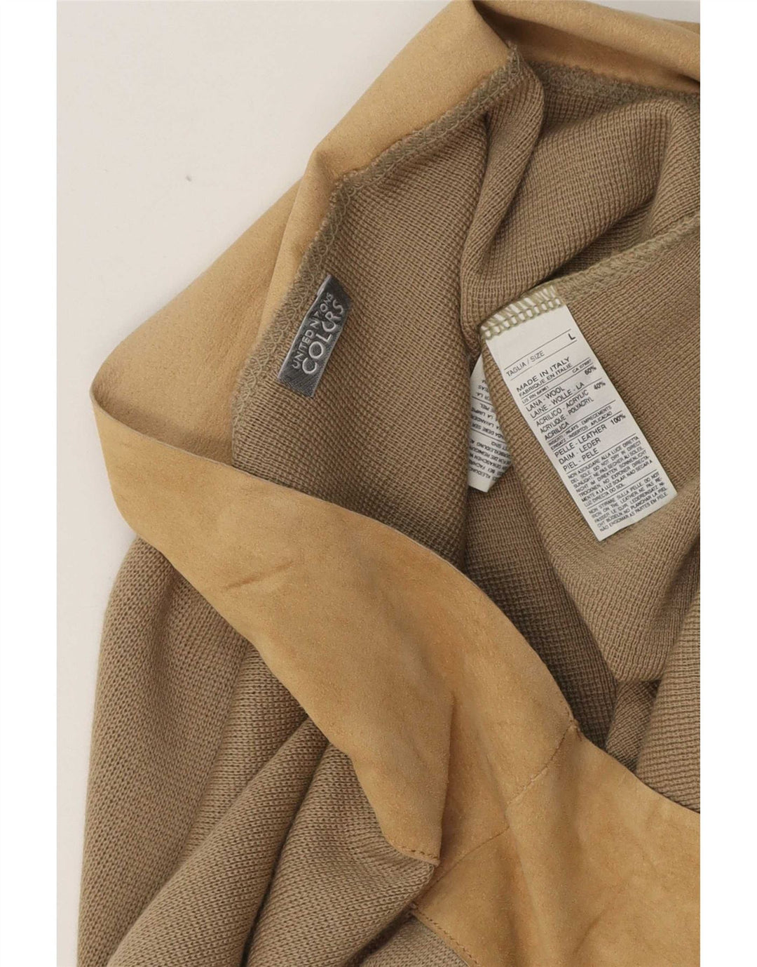 Benetton Dame Midi Wrap Nederdel Large W32 Beige Colourblock Uld