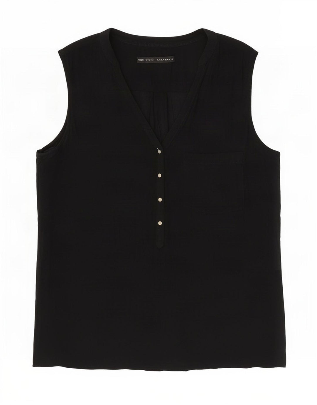 Zara Dame ærmeløs bluse Top UK 14 Medium Sort