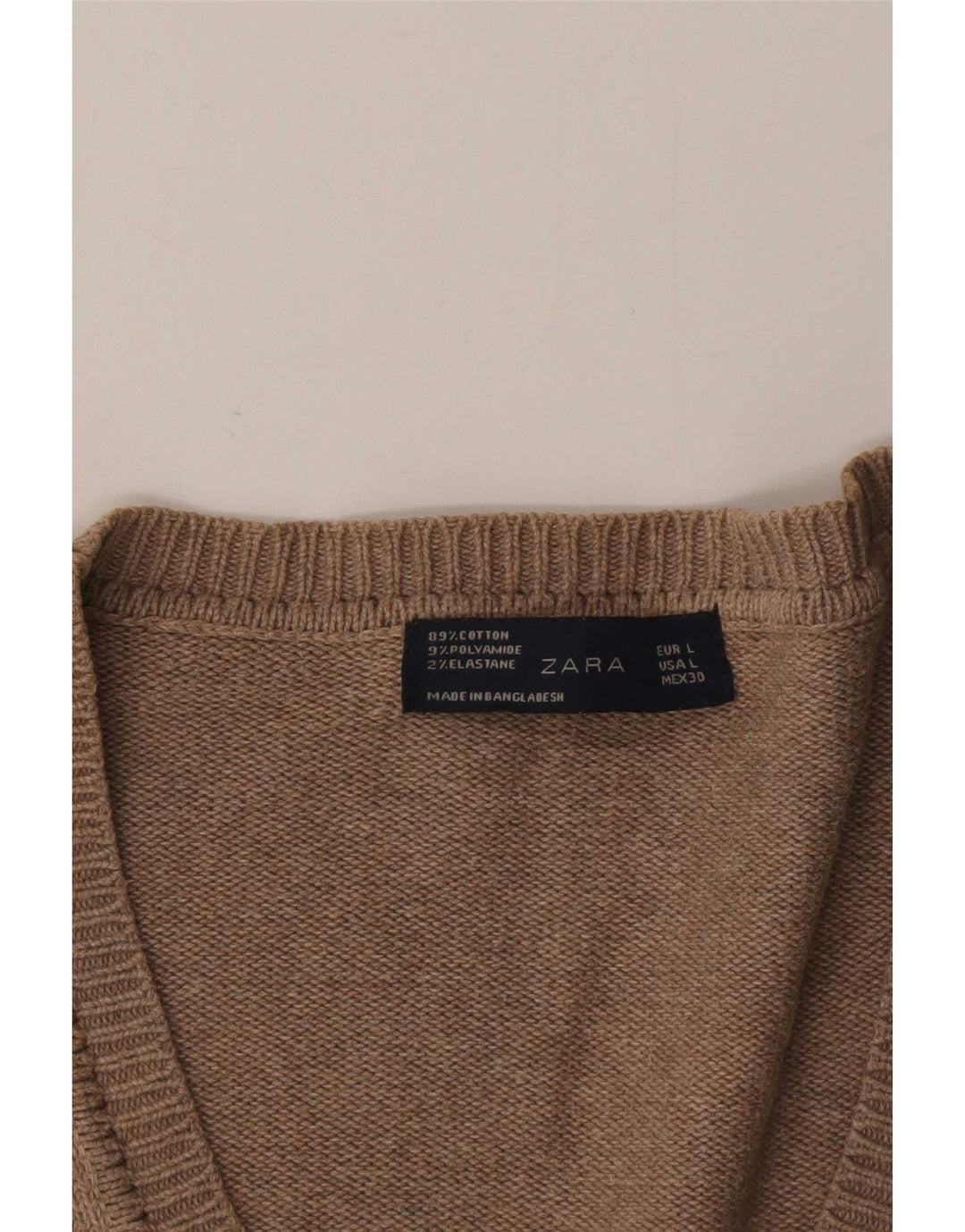 Zara Dame Cardigan Sweater UK 16 Stor Grå Bomuld