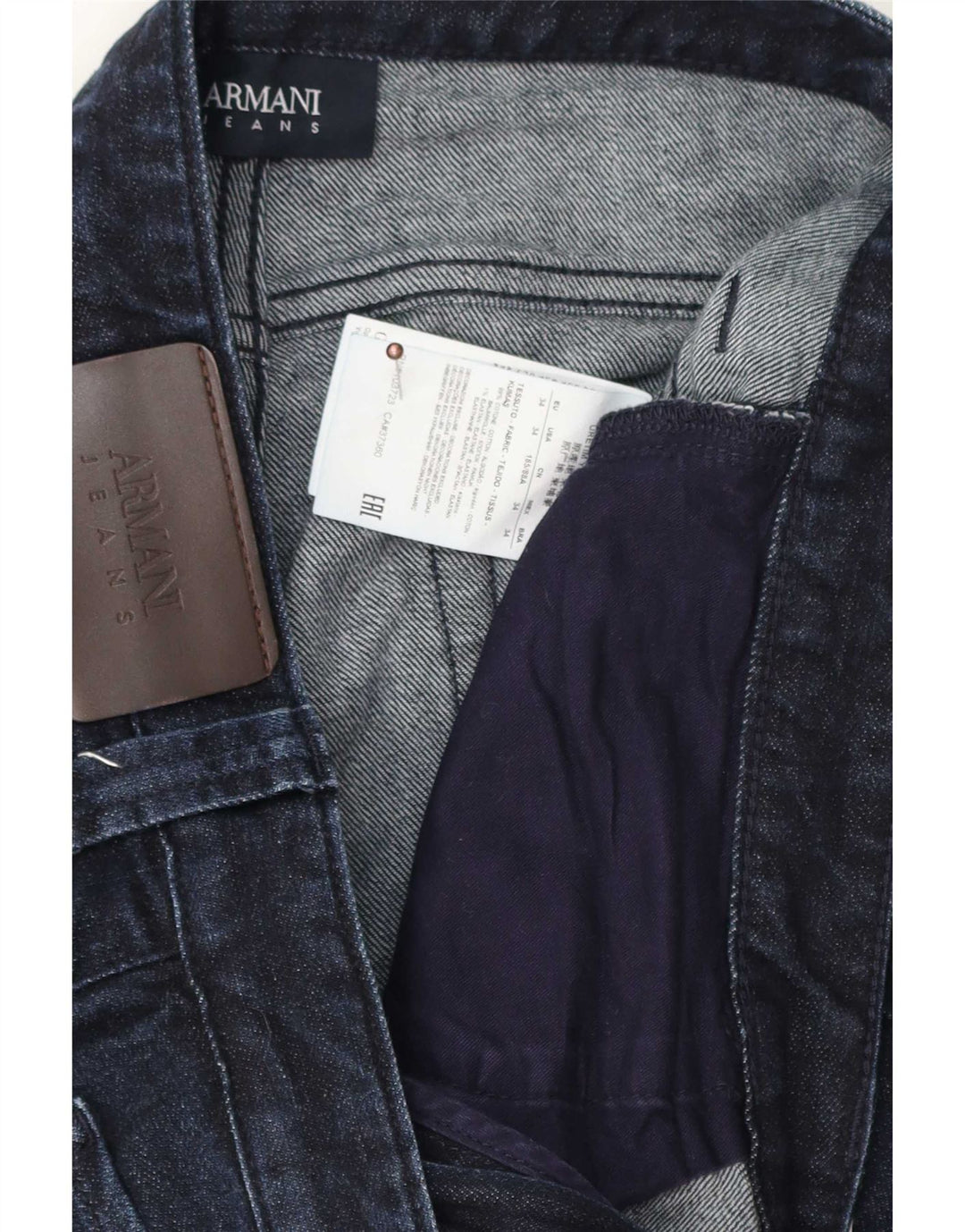 Armani Straight Jeans til mænd W34 L29 Marineblå Bomuld
