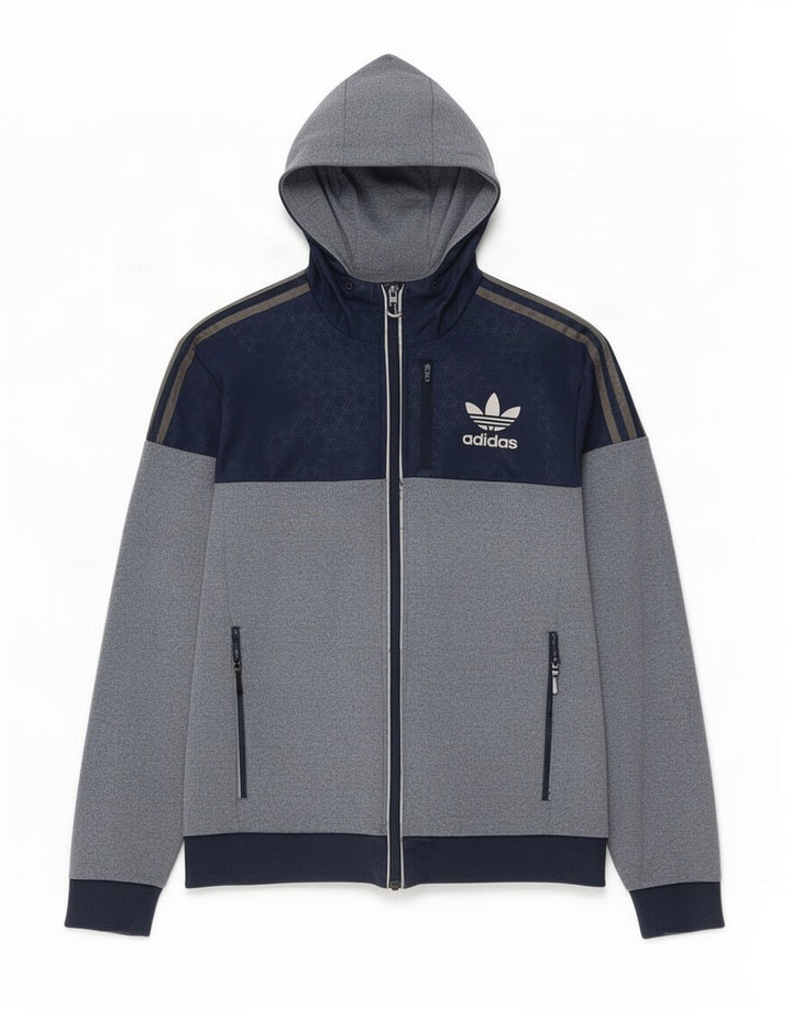 Adidas Hættetrøje med lynlås til mænd Small Blue Colourblock Polyester