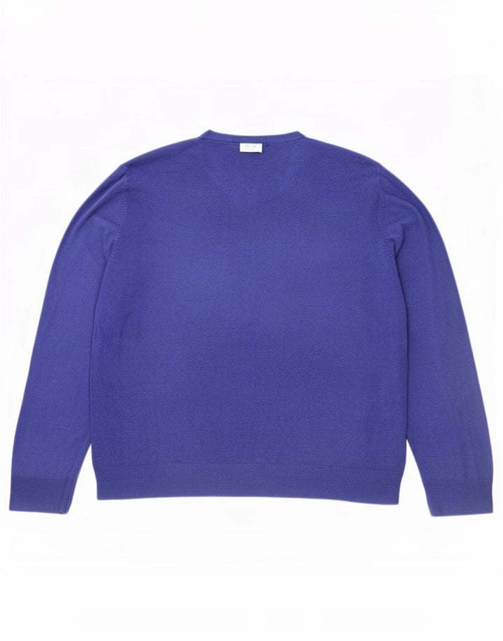 Marks & Spencer Herre V-hals sweater XL Blå Akryl