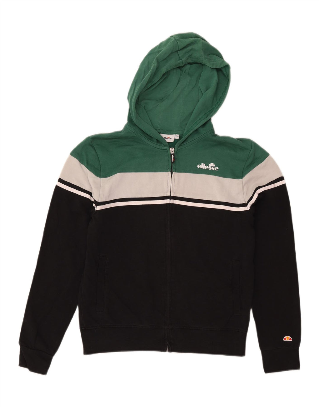 Ellesse Boys Hættetrøje med lynlås 13-14 år Sort Colourblock