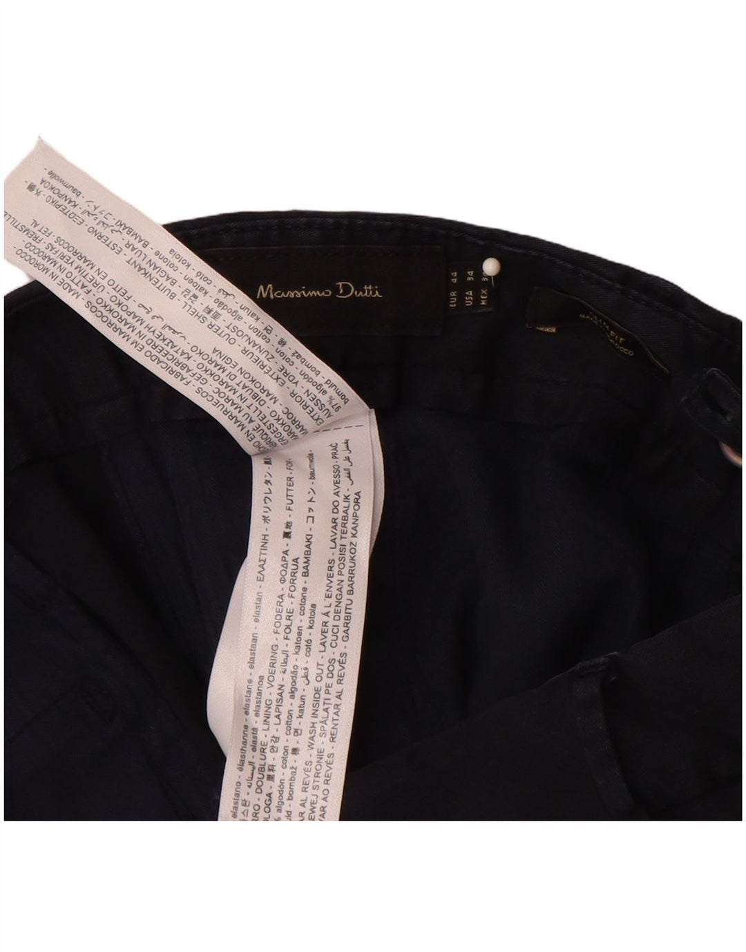 MASSIMO DUTTI Herre Slim Fit Chinobukser EU 44 Large W34 L32 Marineblå