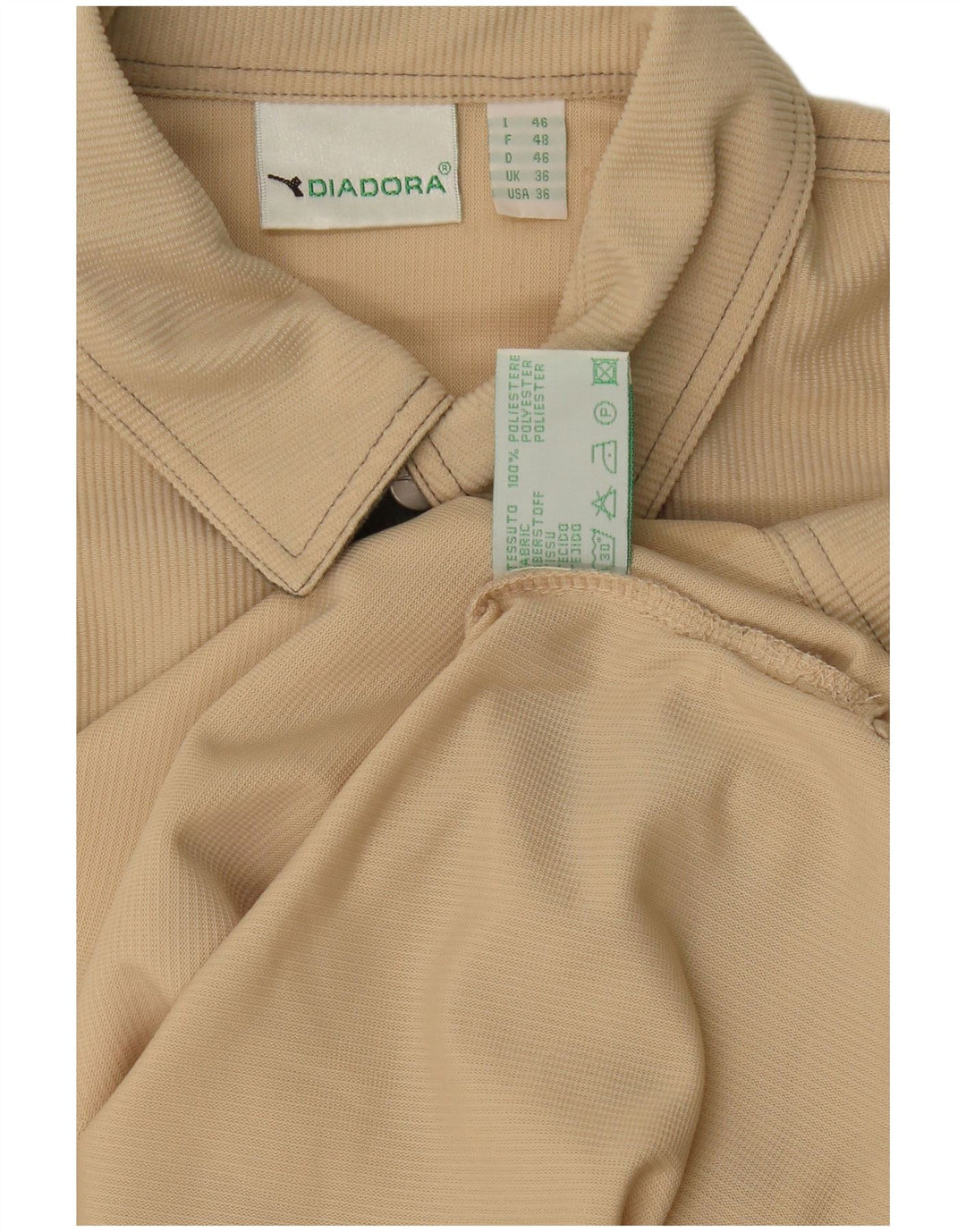 Diadora Herre Loose Fit skjorte UK 36 Small Beige Polyester