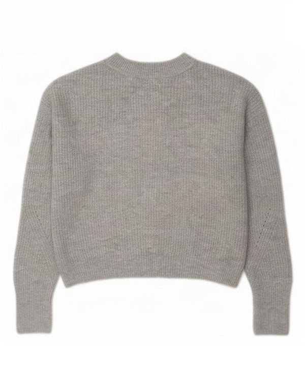 Topshop Dame Petite Crop Turtle Neck Jumper Sweater UK 6 XS Grå