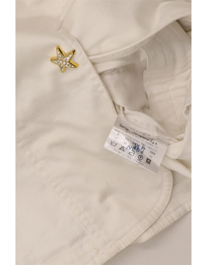 ROCCOBAROCCO Womens 2 Button 2 Piece Suit IT 46 Large W34 L30 White Cotton Vintage Roccobarocco and Second-Hand Roccobarocco from Messina Hembry 