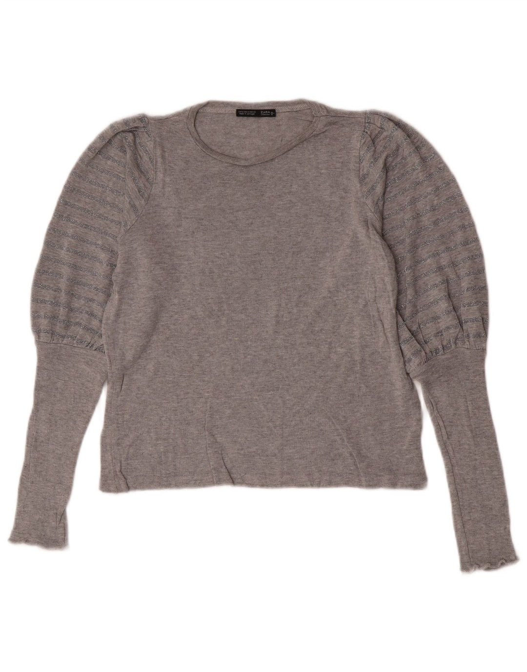 Zara Dame Oversized Top Langærmet UK 10 Lille Grå