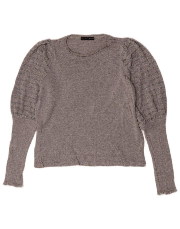 Zara Dame Oversized Top Langærmet UK 10 Lille Grå