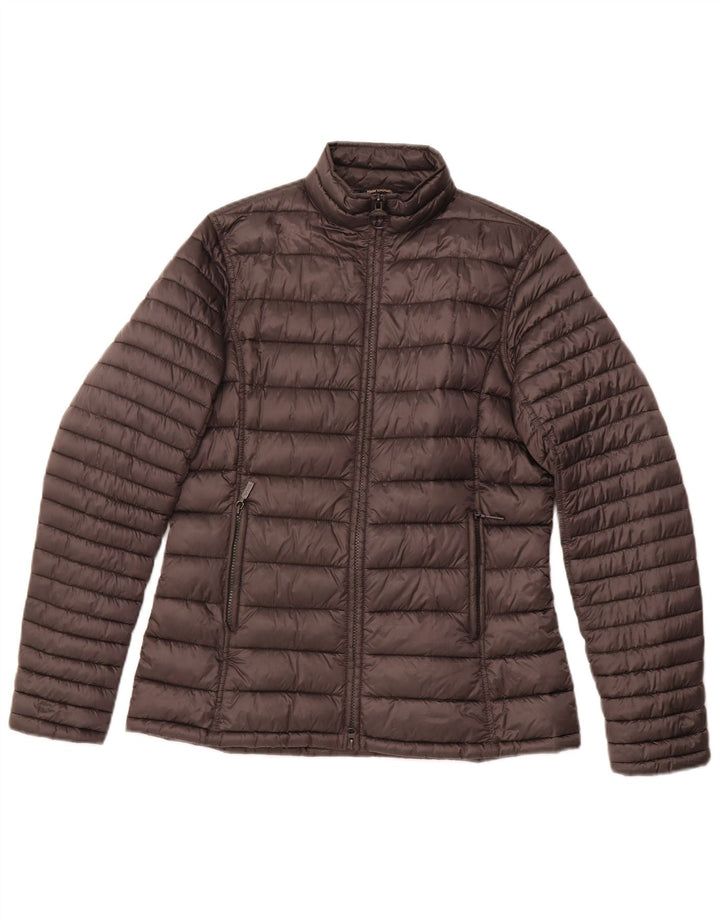 Barbour Dame Vinter Tartan Polstret Jakke UK 14 Stor Grå Vinter