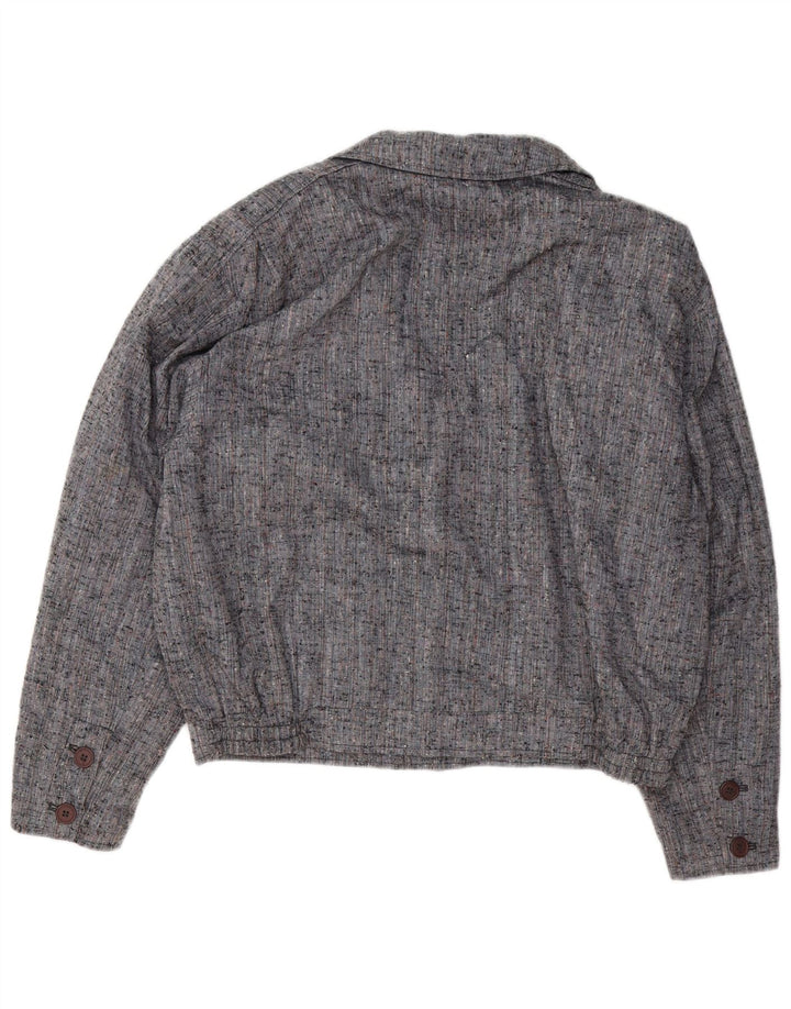 VINTAGE oversized bomberjakke til kvinder IT 50 XL Grå Flecked Polyester