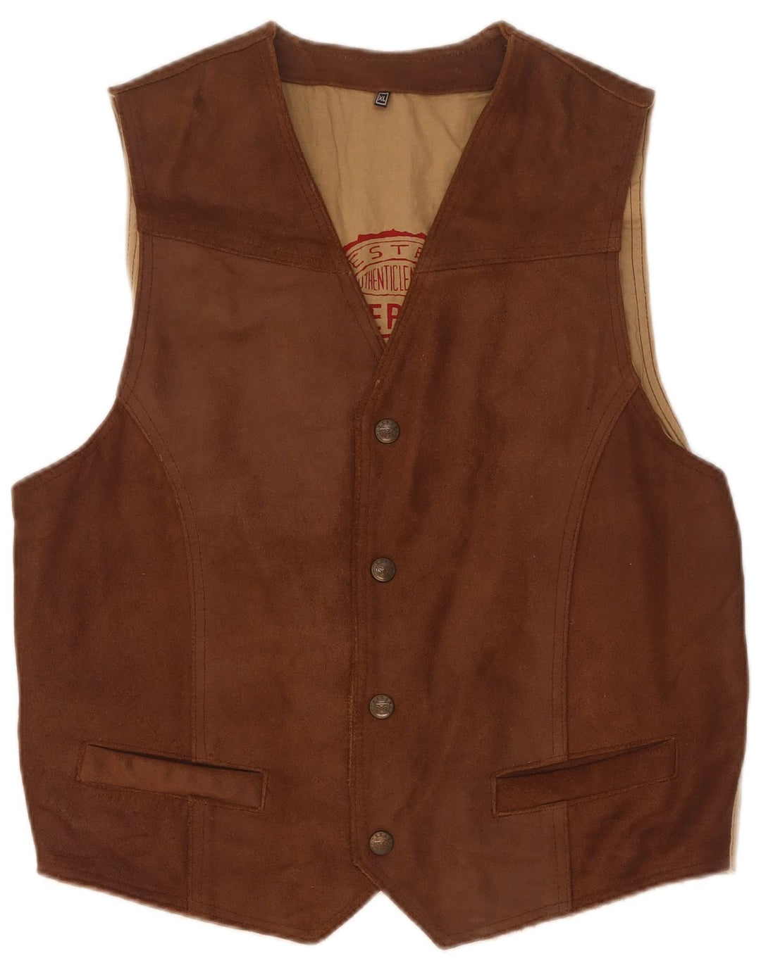 Vintage herre ruskindsvest XL brunt læder