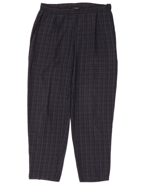 Marks & Spencer Dame Casual Bukser UK 14 Large W32 L28 Navy Blue Check