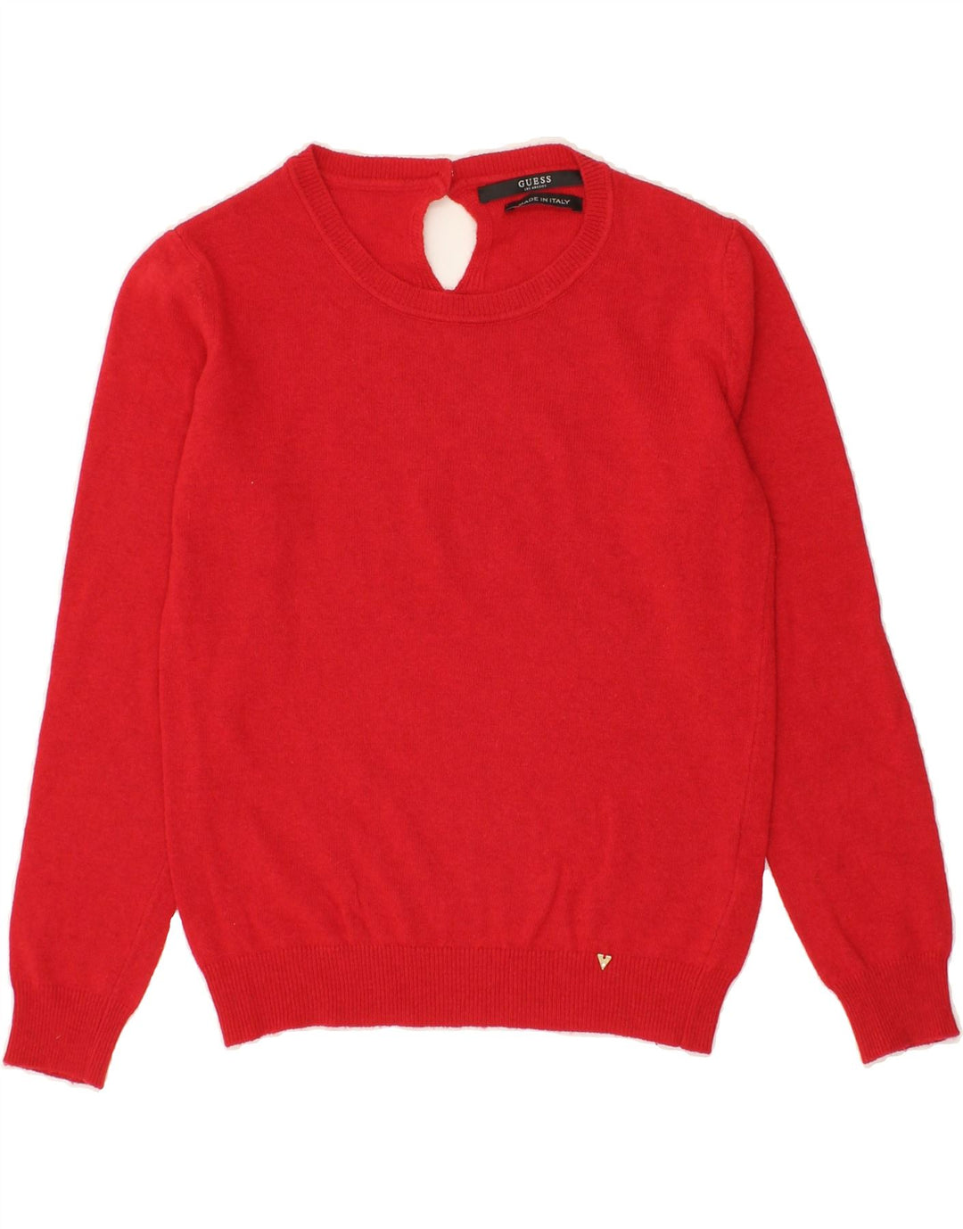 GUESS Womens Boat Neck Jumper Sweater UK 8 Small  Red Viscose Vintage Guess and Second-Hand Guess from Messina Hembry 