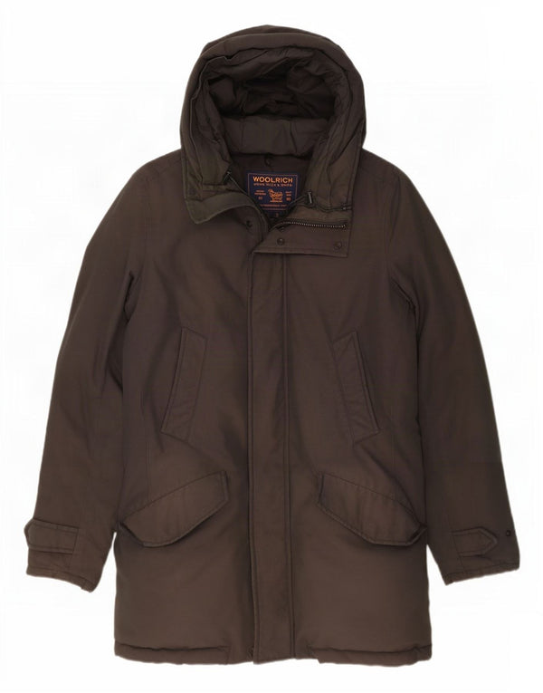 Woolrich Herre hættepolstret frakke UK 36 Small Grey Cotton