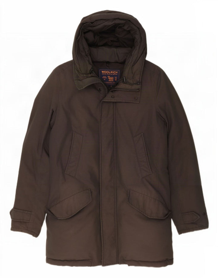 Woolrich Herre hættepolstret frakke UK 36 Small Grey Cotton