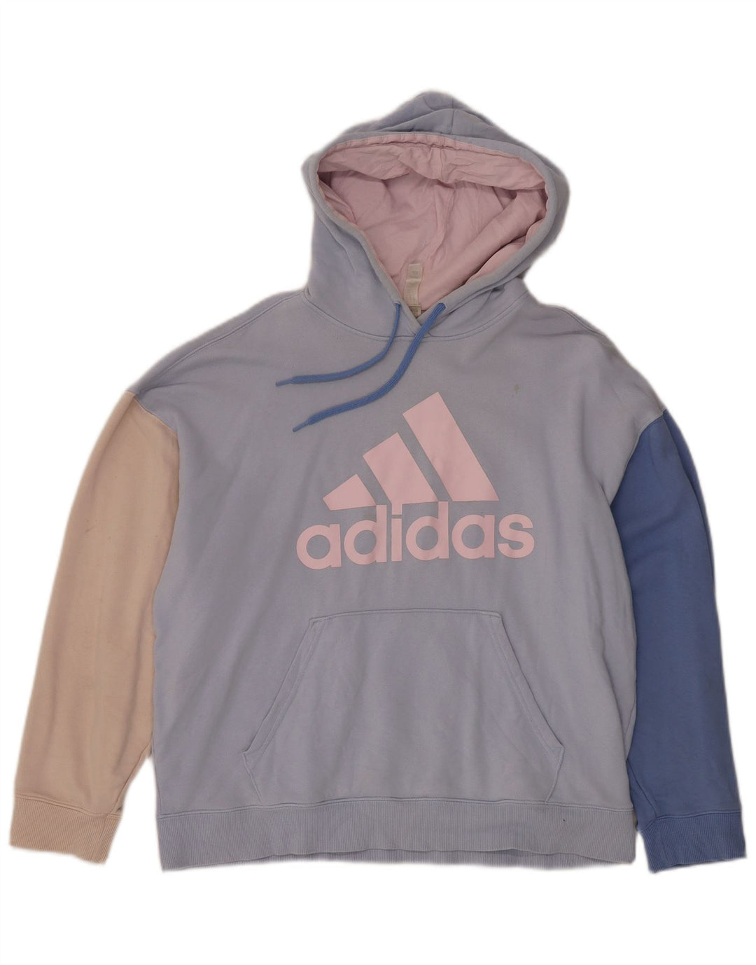 ADIDAS Oversized hættetrøjetrøje til kvinder UK 12/14 Medium Blue Colourblock