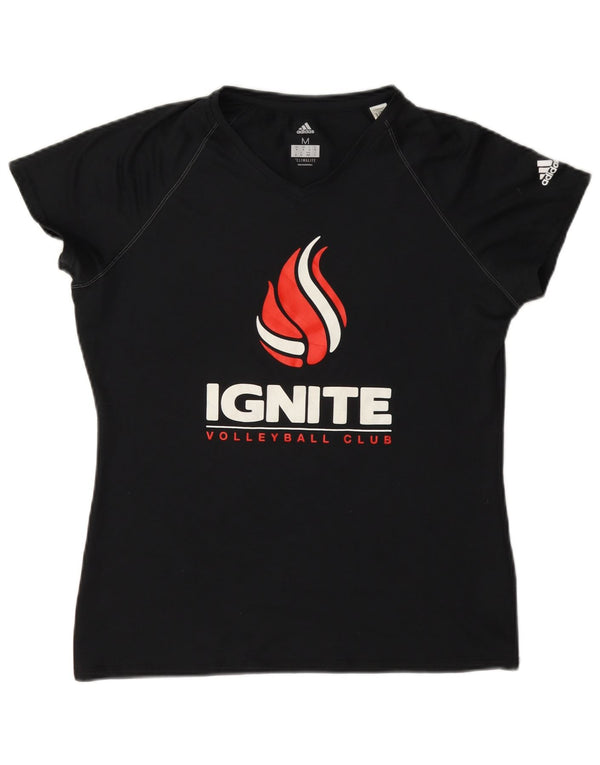 Adidas Dame Ignite Volleyball Club Grafisk T-Shirt Top UK 14 Medium Sort