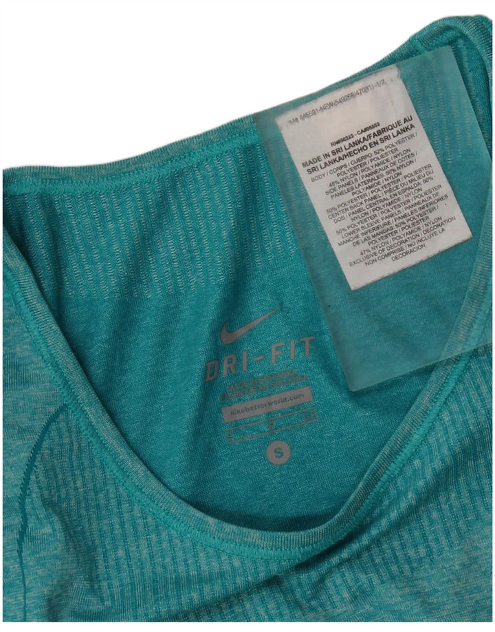 Nike Dame Dri Fit Top Langærmet UK 10 Lille Grøn Flecked Polyester
