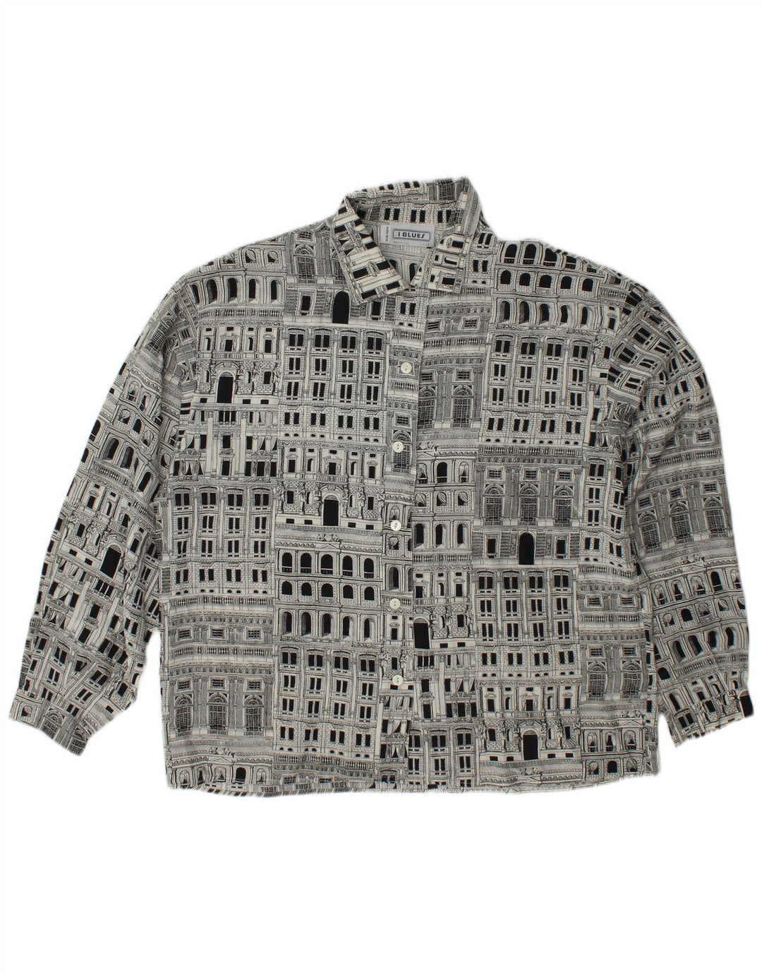 I BLUES Grafisk skjorte til kvinder Bluse IT 46 Stor sort silke