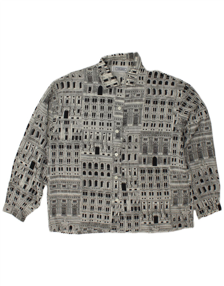 I BLUES Grafisk skjorte til kvinder Bluse IT 46 Stor sort silke