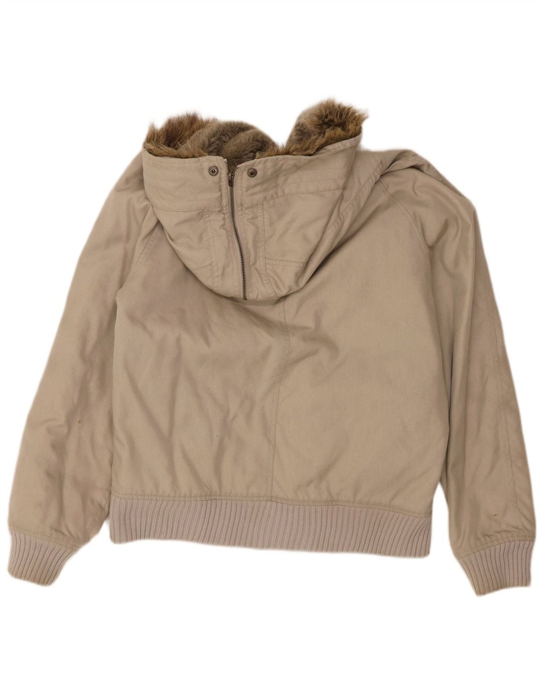Woolrich Herre Hooded Bomber Jacket UK 38 Medium Beige Nylon