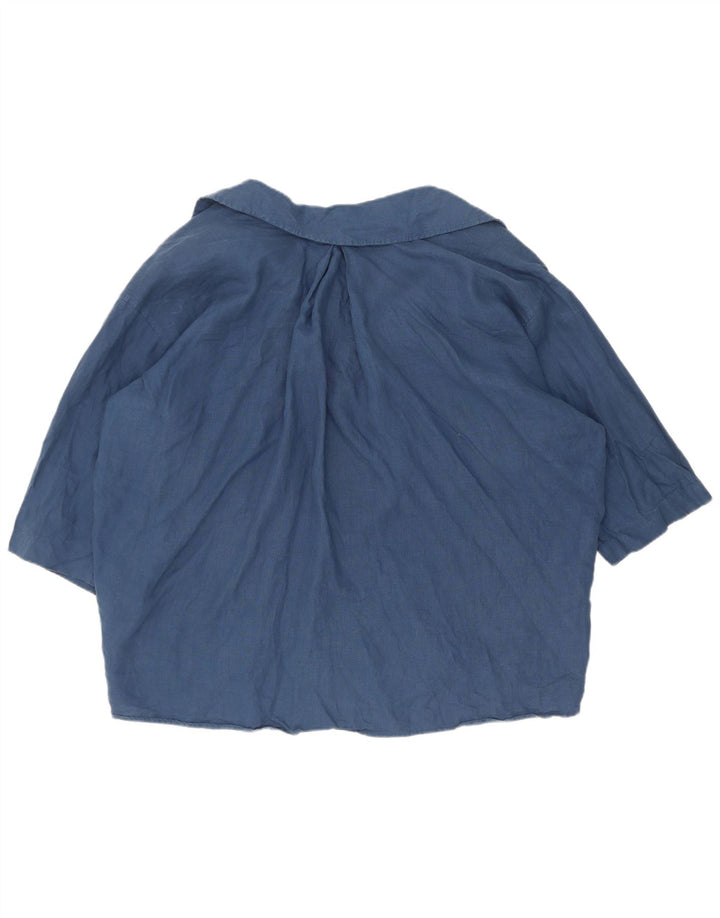 Zara Kortærmet Oversized skjortebluse til kvinder UK 14 Medium Navy Blue
