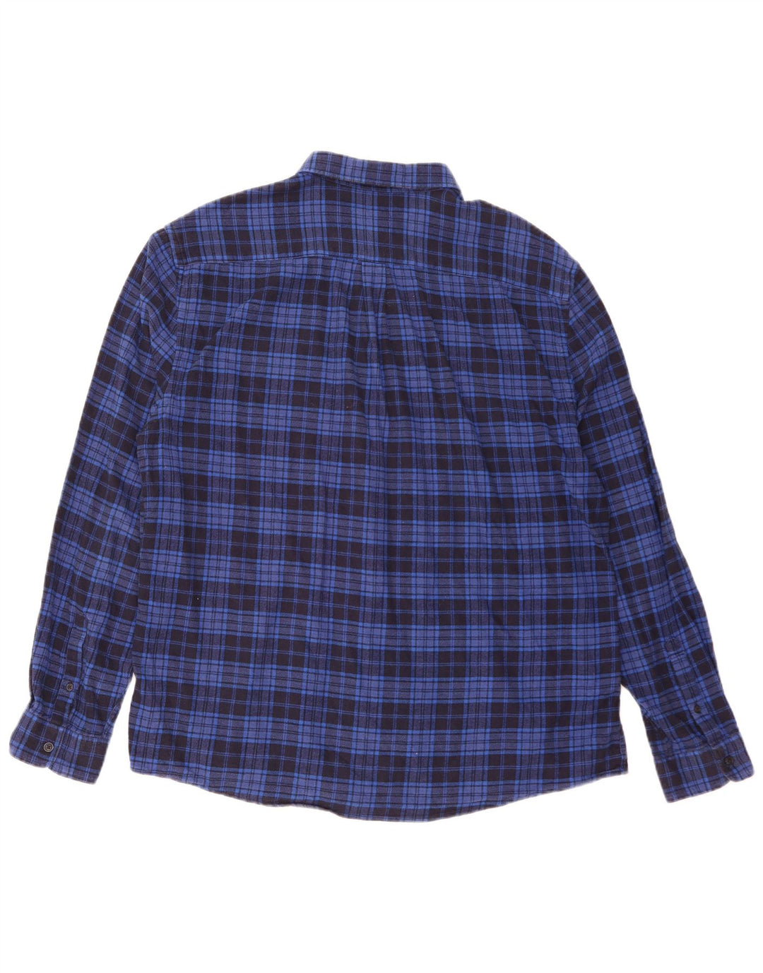 Marks & Spencer Herre Regular Fit Flanelskjorte XL blå ternet bomuld