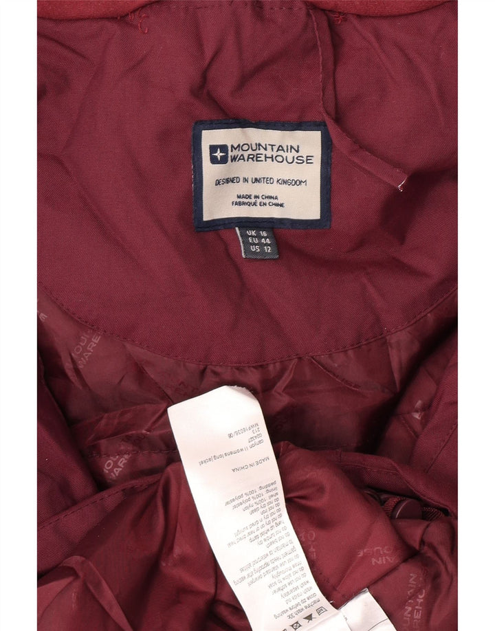 Mountain Warehouse Dame Hooded Windbreaker Coat UK 16 Large Maroon Nylon