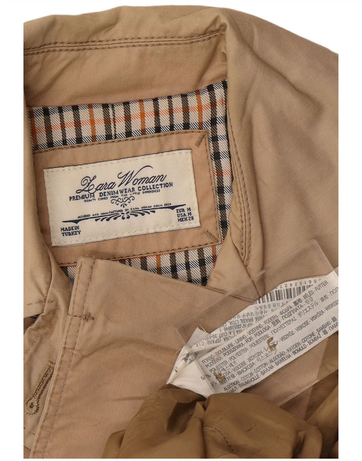 ZARA dobbeltradet trenchcoat til kvinder UK 14 Medium Beige Colourblock