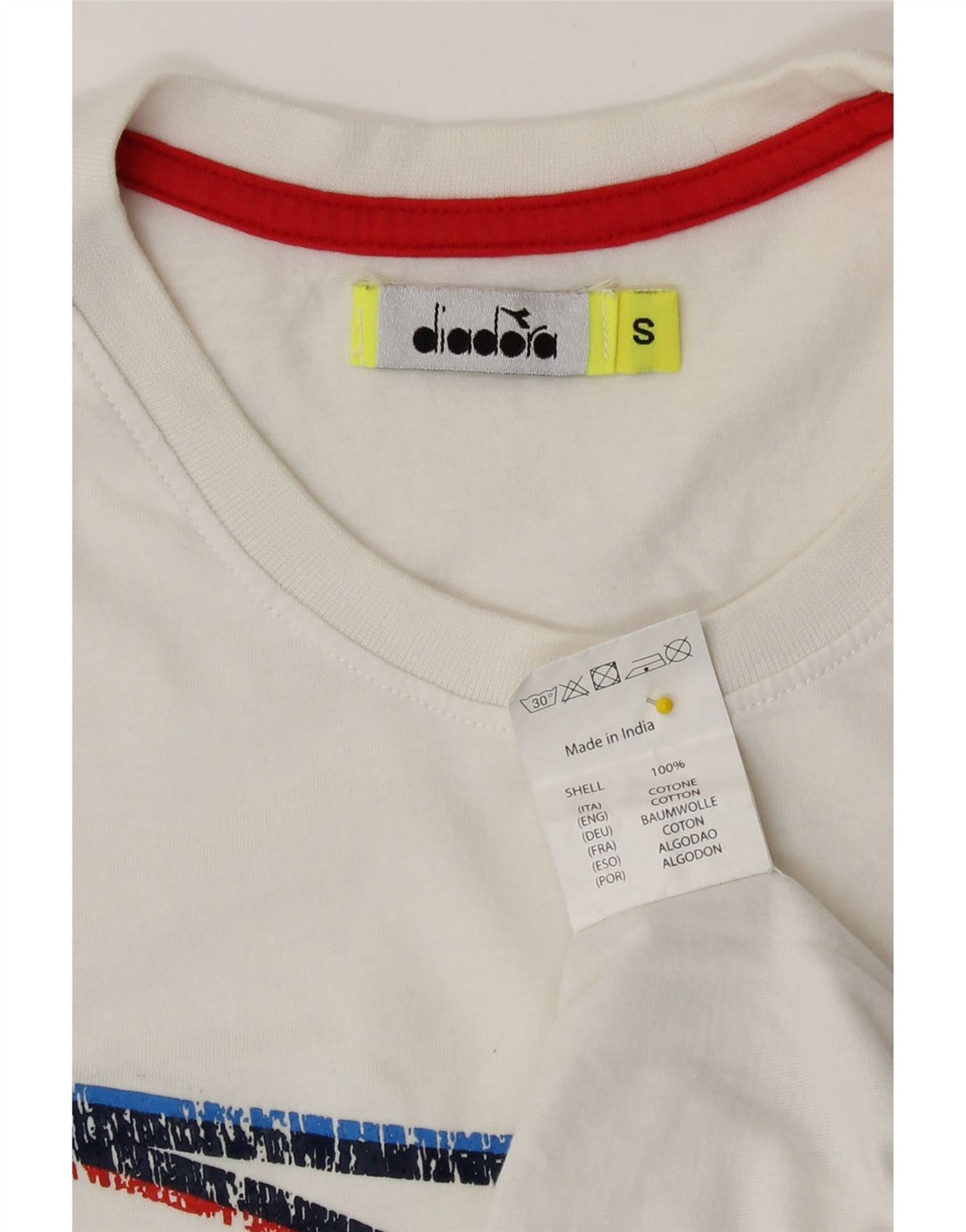 Diadora Herre grafisk T-shirt Top Lille hvid bomuld