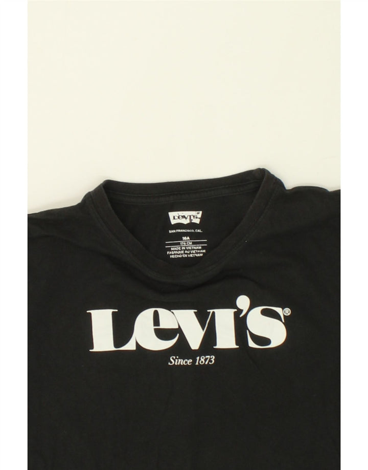 LEVI'S Boys Graphic T-Shirt Top 15-16 Years Black Cotton Vintage Levi's and Second-Hand Levi's from Messina Hembry 
