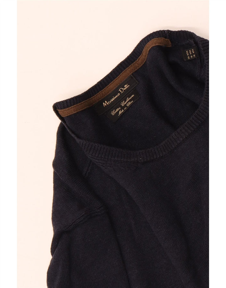 Massimo Dutti Herre sweater med rund hals XL marineblå bomuld