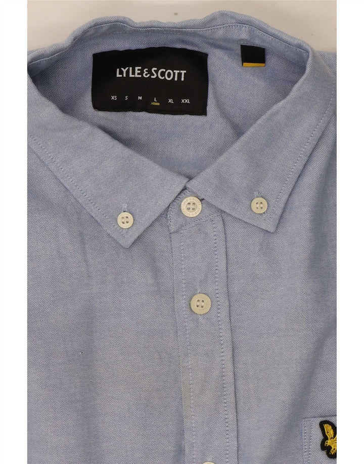 Lyle & Scott Kortærmet Herreskjorte Stor Blå Bomuld