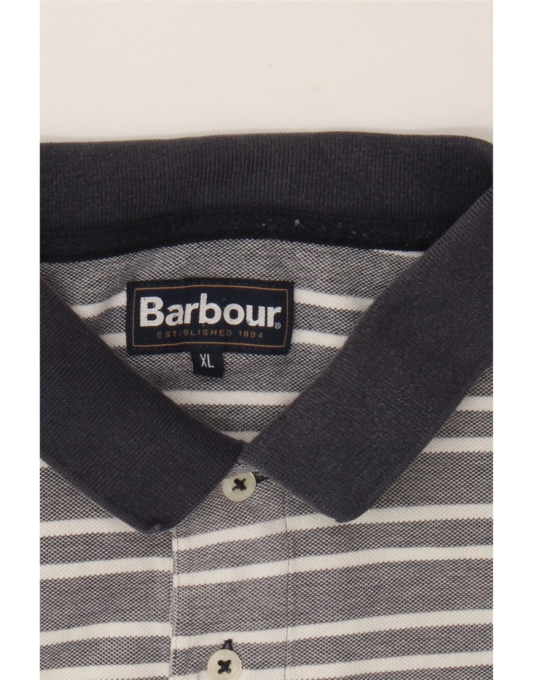 Barbour herre poloshirt XL grå stribet bomuld