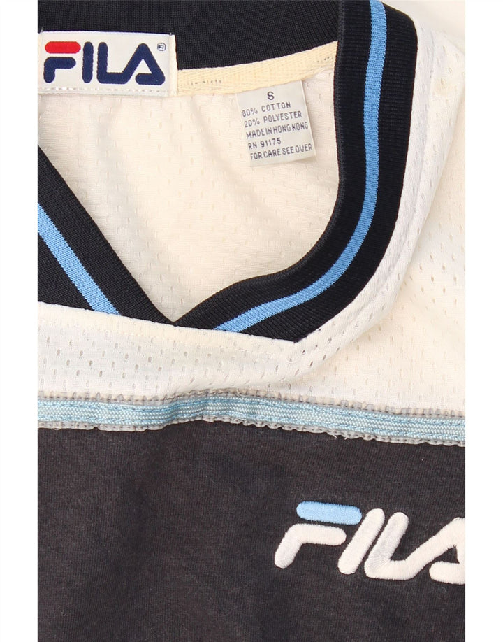 FILA Herre T-Shirt Top Small Navy Blue Colourblock Bomuld