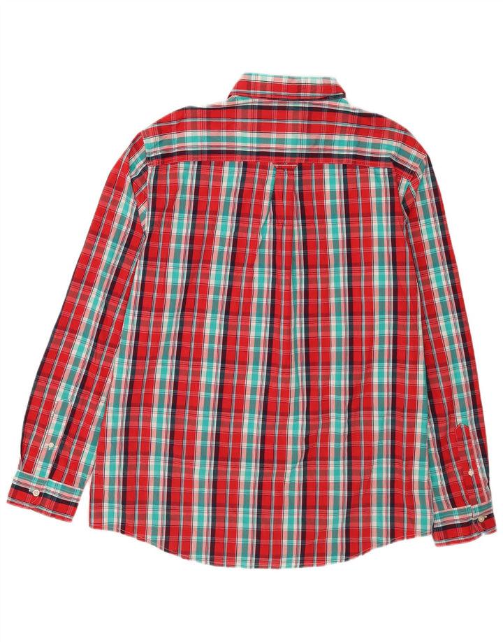 Chaps Herre Stretch Regular Fit Skjorte XL Rød Plaid Bomuld