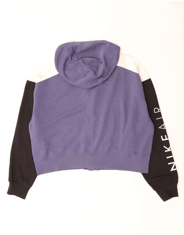 Nike Dame Oversized Crop Hættetrøje med lynlås UK 18 XL Lilla Colourblock